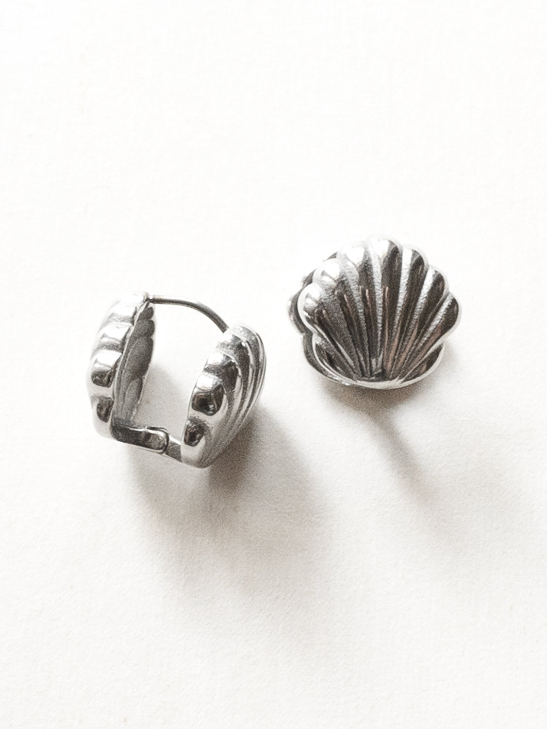 Seashell Earrings - Stainless Steel, Silver