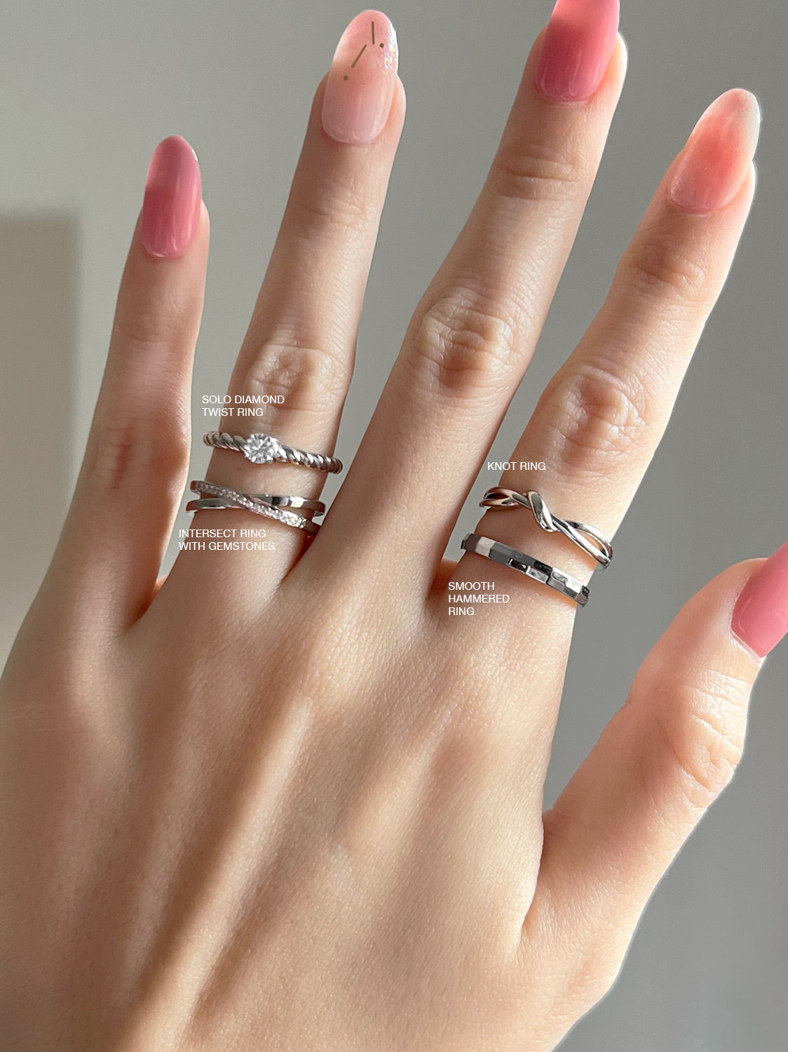 Smooth Hammered Ring, Stainless Steel - Silver