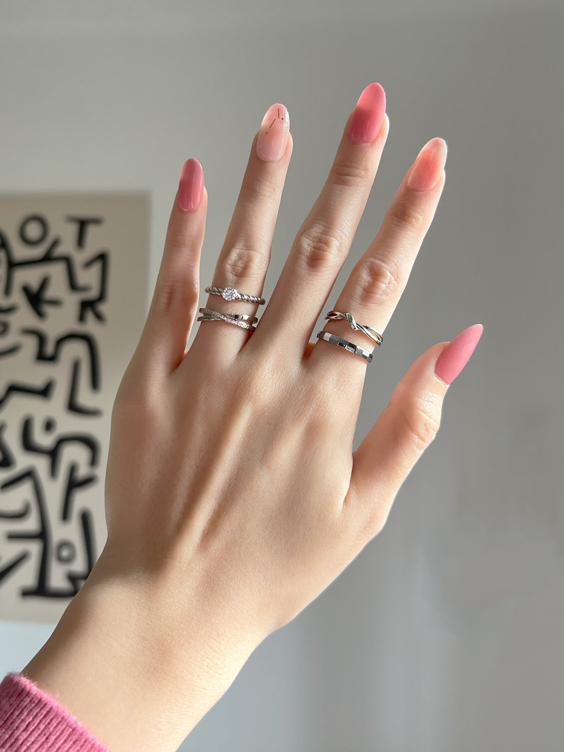 Smooth Hammered Ring, Stainless Steel - Silver