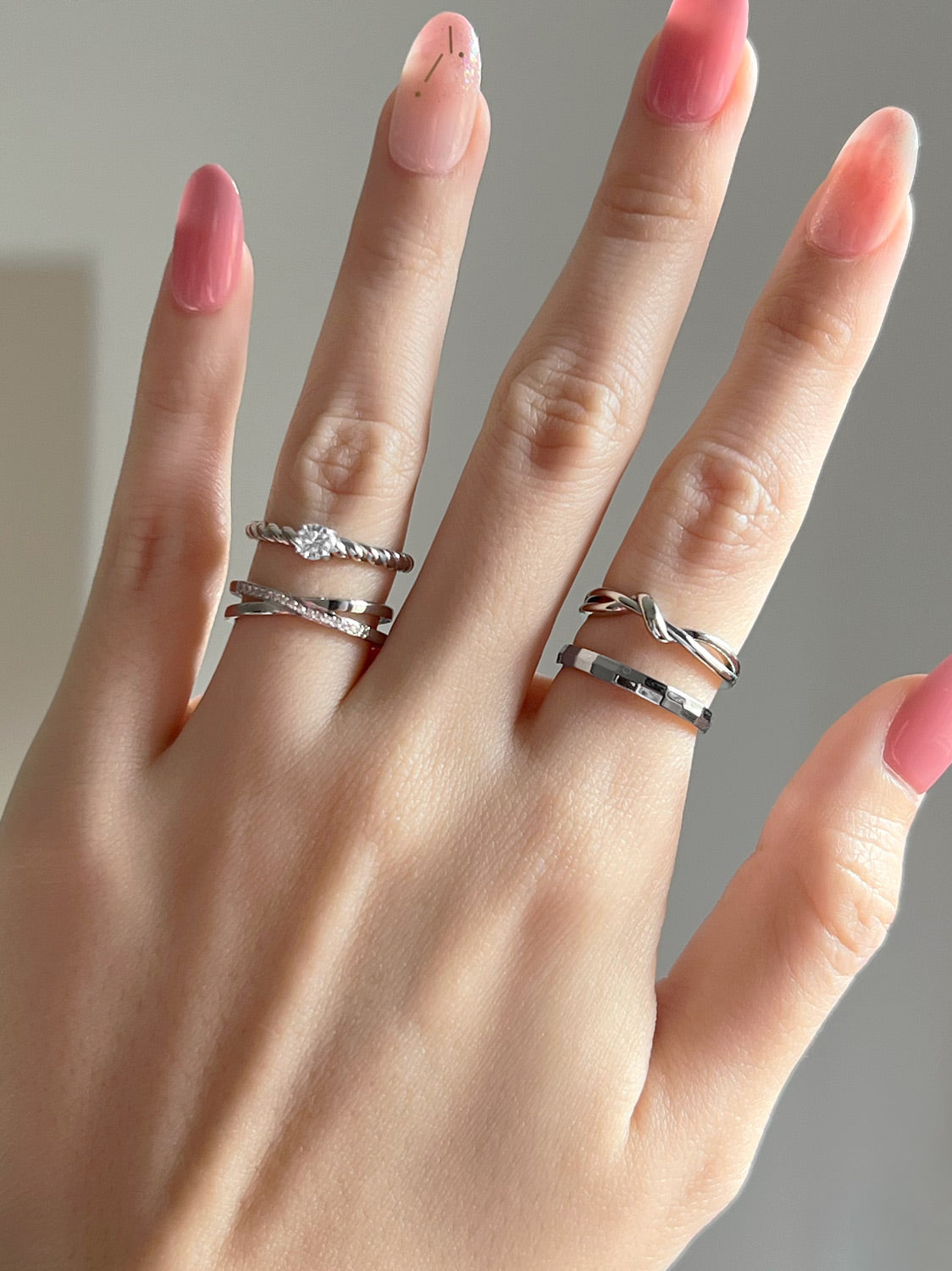 Smooth Hammered Ring, Stainless Steel - Silver