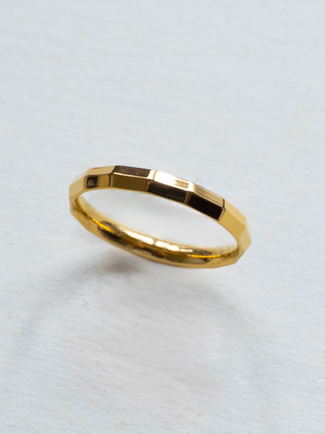 Smooth Hammered Ring, Stainless Steel - Gold