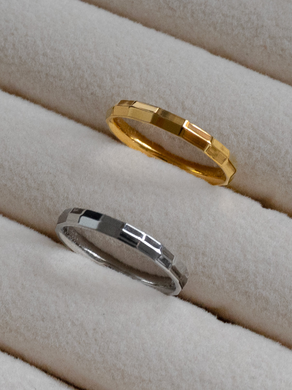 Smooth Hammered Ring, Stainless Steel - Gold