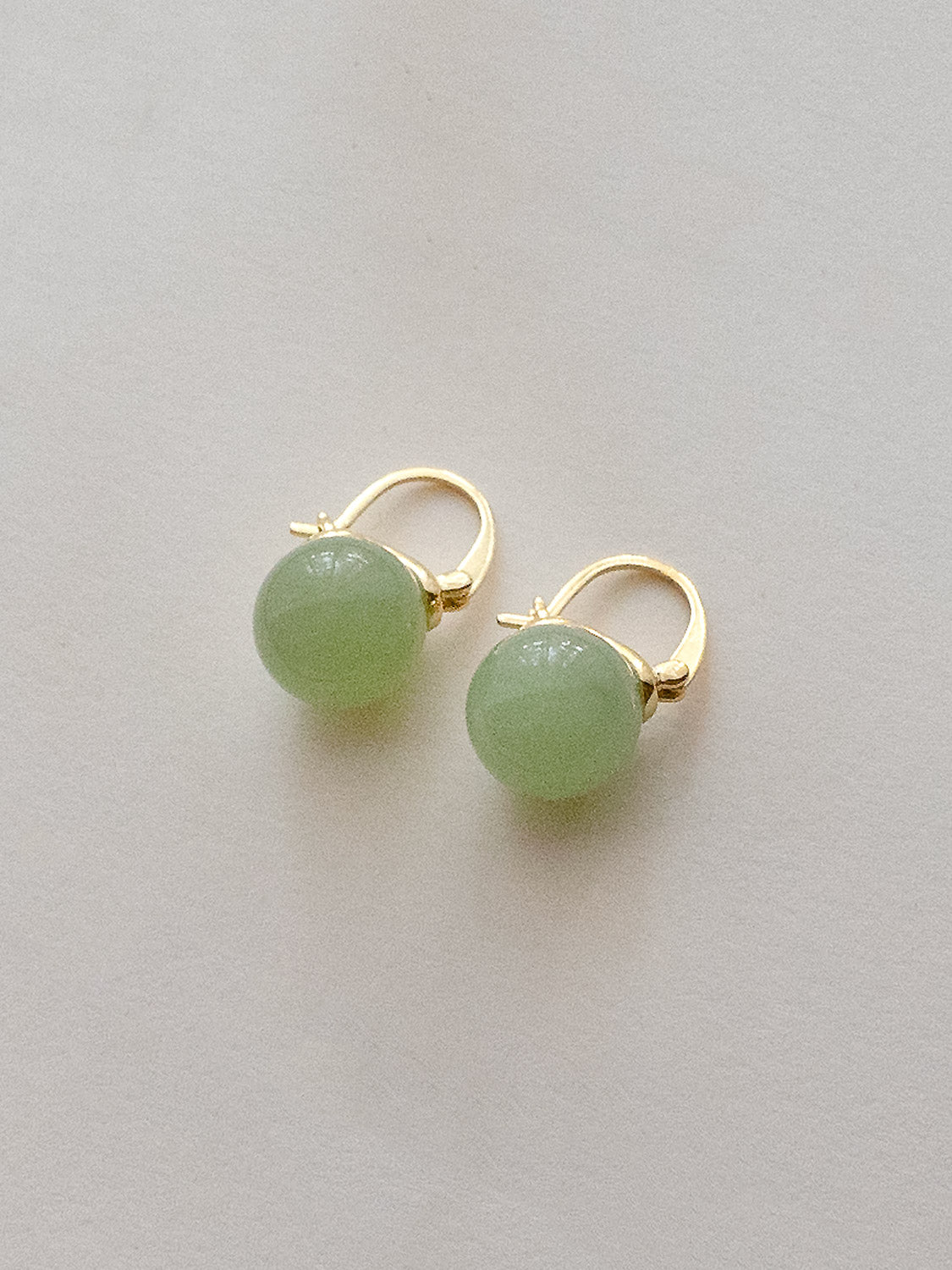 Spherical Green Jade Hoops 2