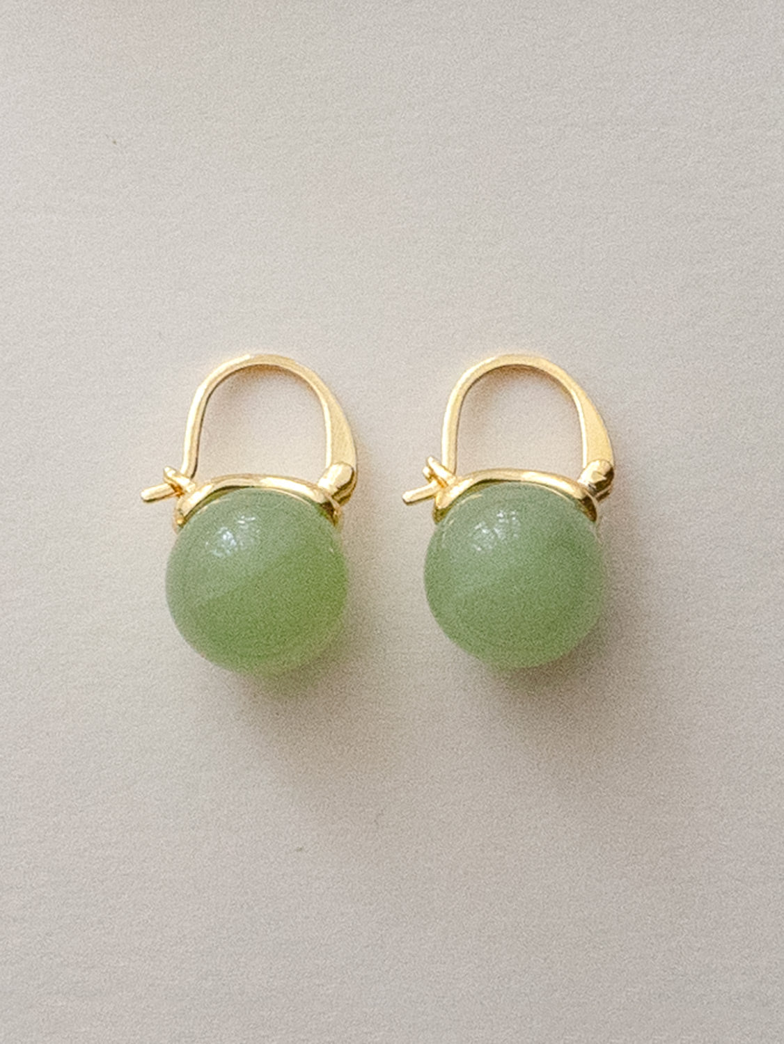 Spherical Green Jade Hoops