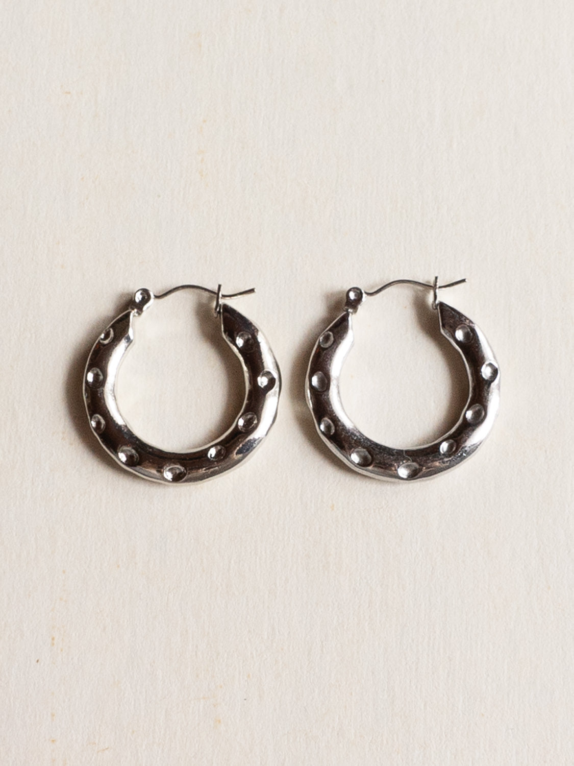 Stainless Steel Hoops with Round Indentations  Silver1