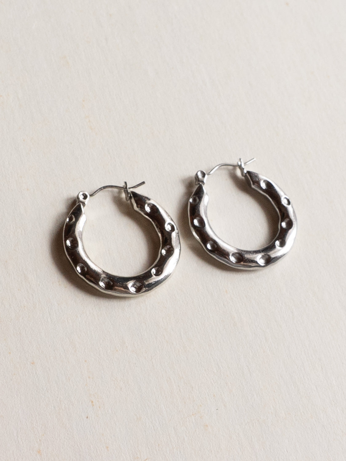 Stainless Steel Hoops with Round Indentations  Silver2