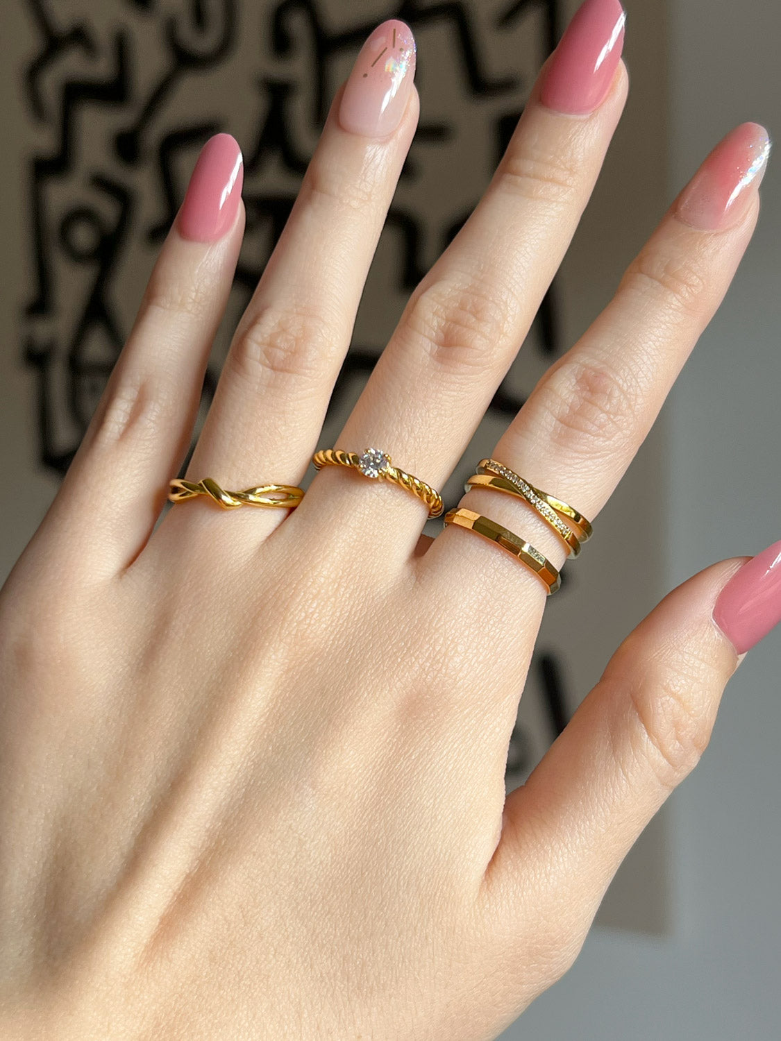 Smooth Hammered Ring, Stainless Steel - Gold