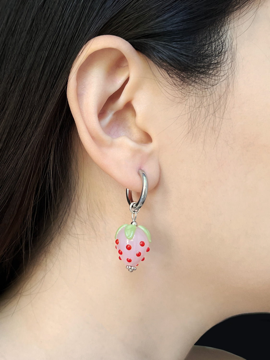 Strawberry Hoops - Pink, Silver