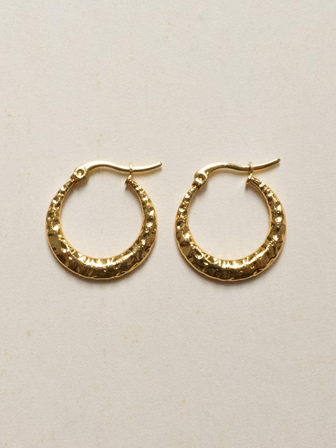 Textured Classic Hoops   Stainless Steel  Gold
