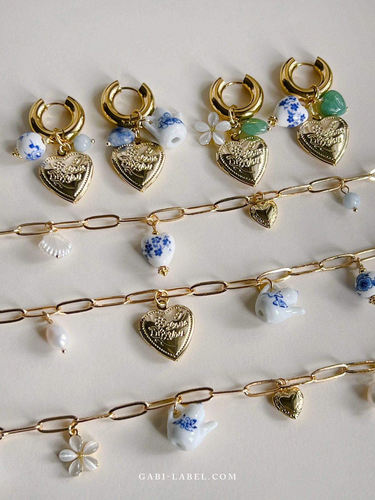Collier de charme éclectique - Médaillon coeur géant en or