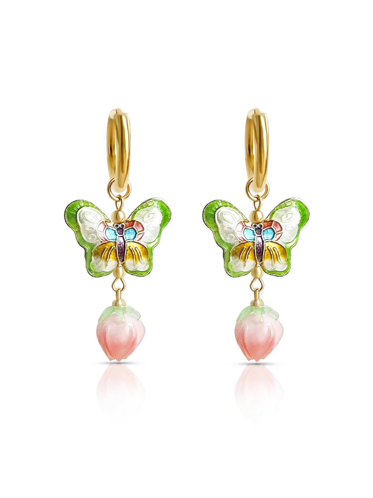 butterfly earrings peach