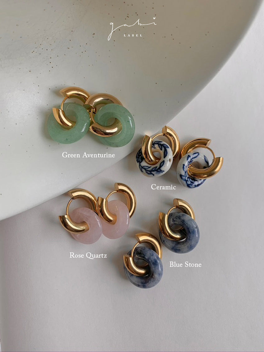 Créoles Donut - Aventurine Verte
