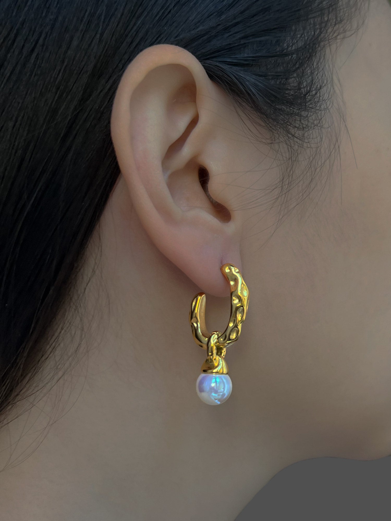 drop pearl earrins gold