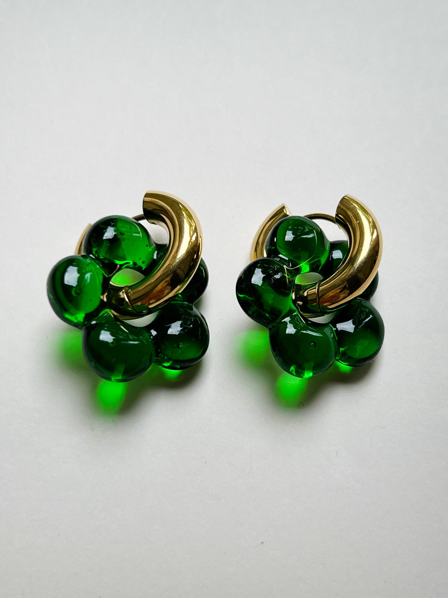 Créoles Donut Fleur en Verre - Vert