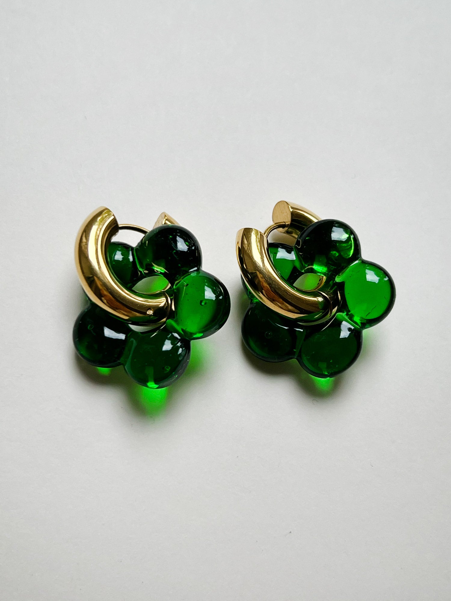 Créoles Donut Fleur en Verre - Vert
