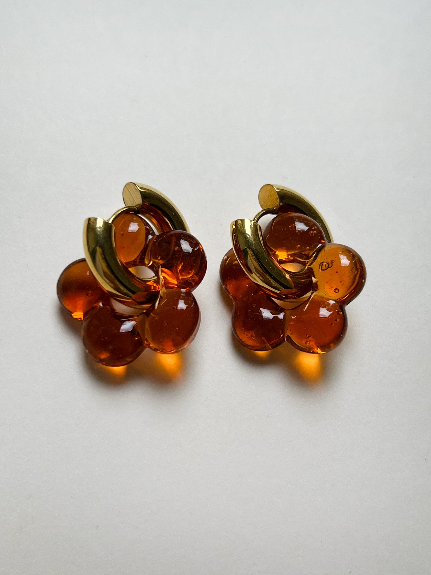 Créoles Donut Fleur en Verre - Orange