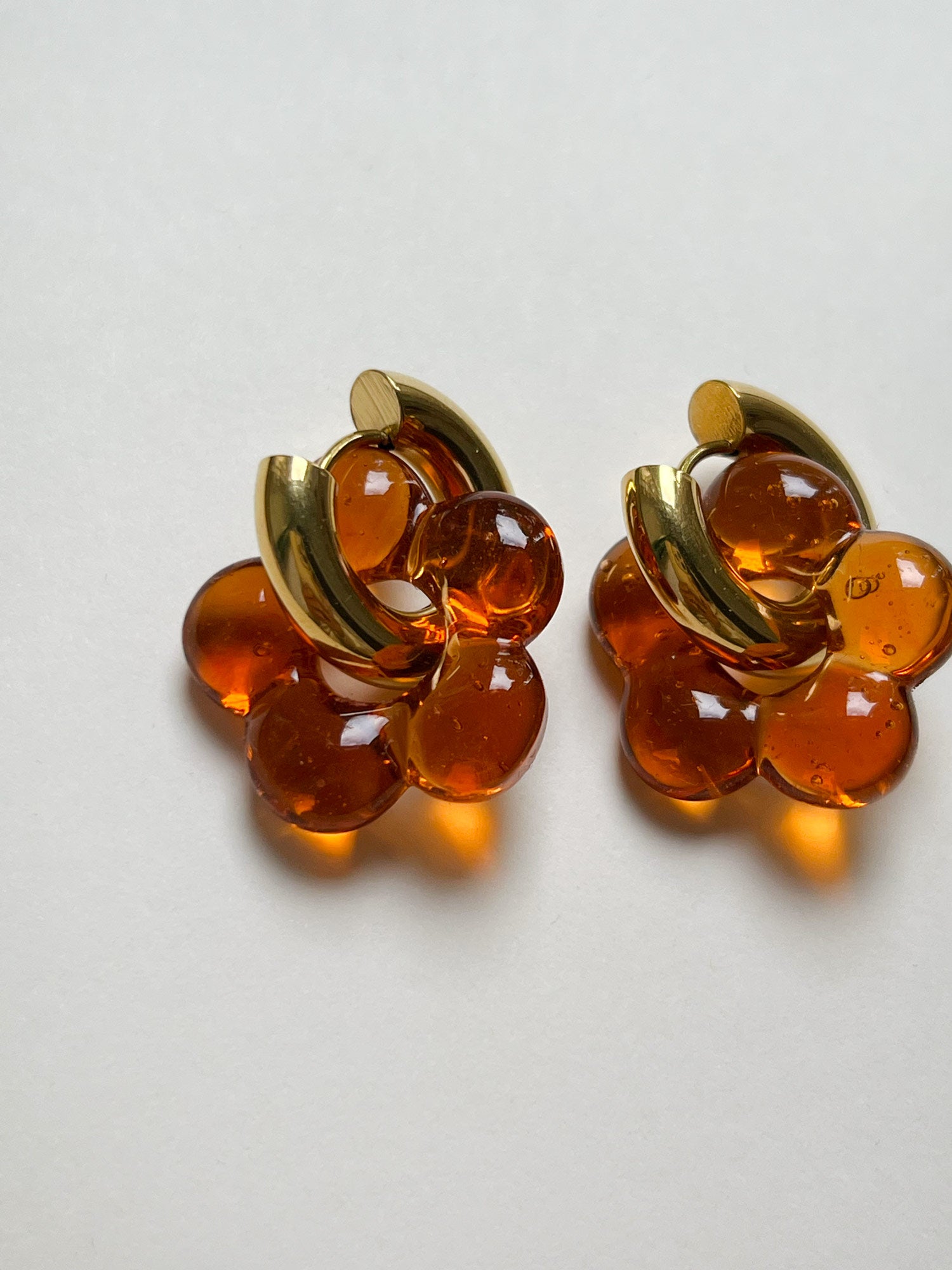 Créoles Donut Fleur en Verre - Orange