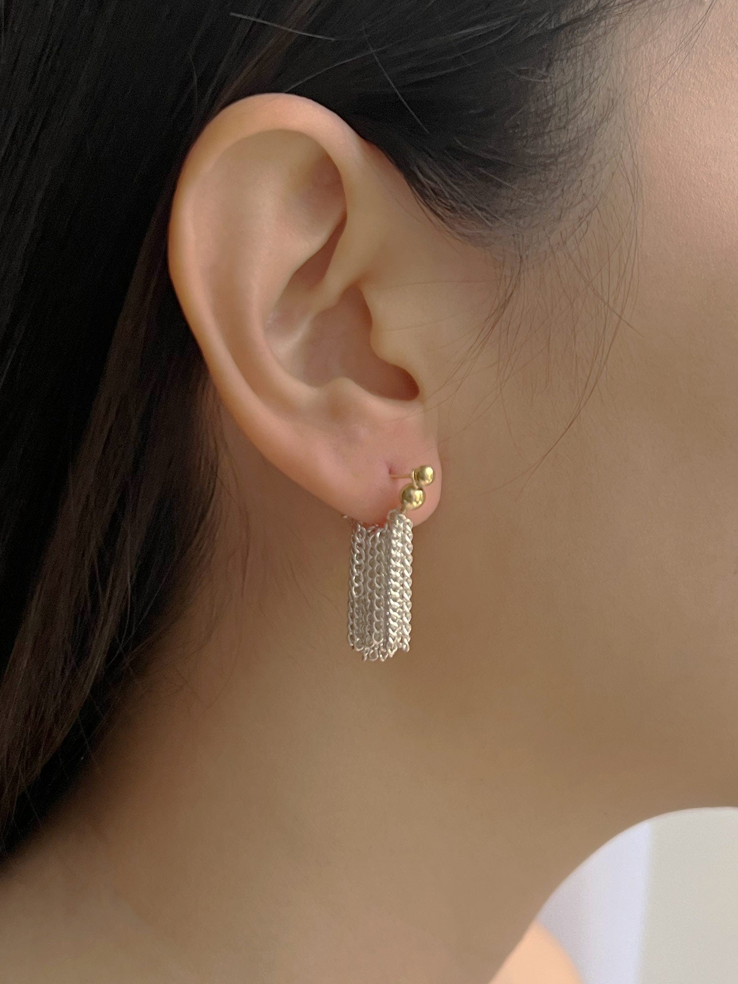 Fluidity Silver Chain Earrings - Short