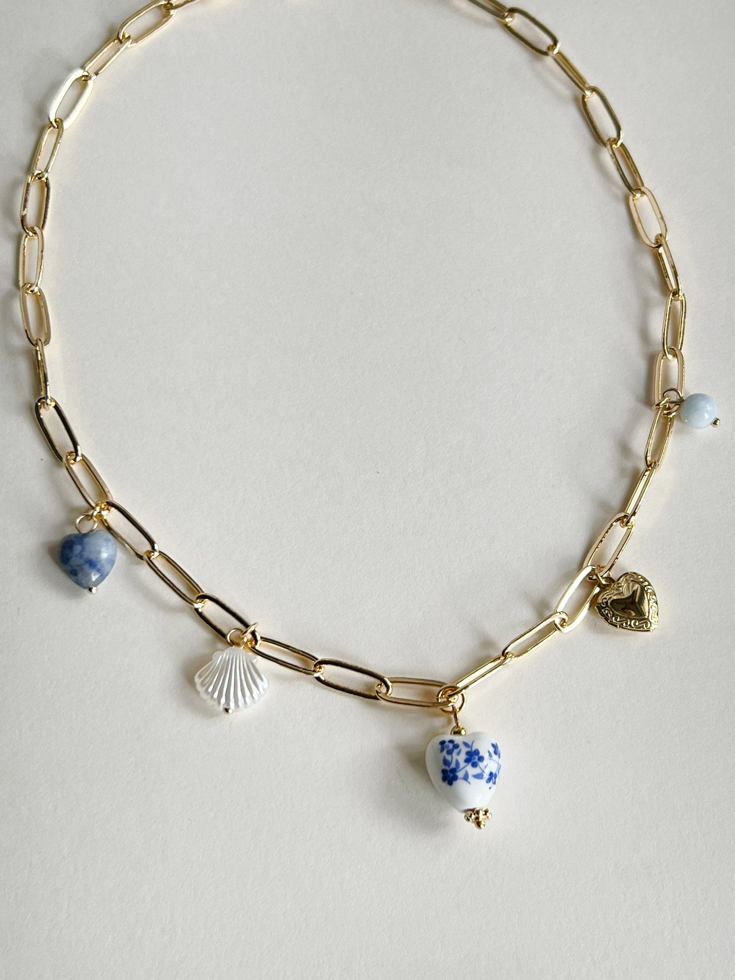 Eclectic Charm Necklace - Blue Heart Ceramic