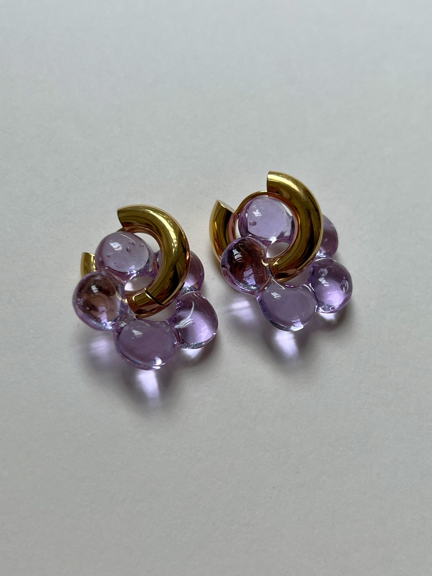 Glass Flower Donut Hoops - Lilac