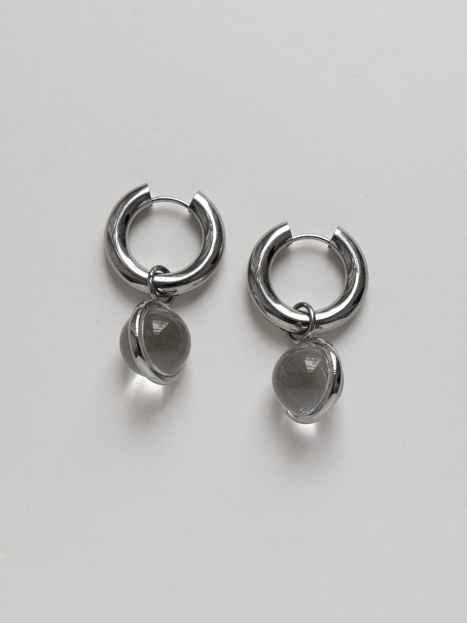 Lucite Globule Hoops - Silver