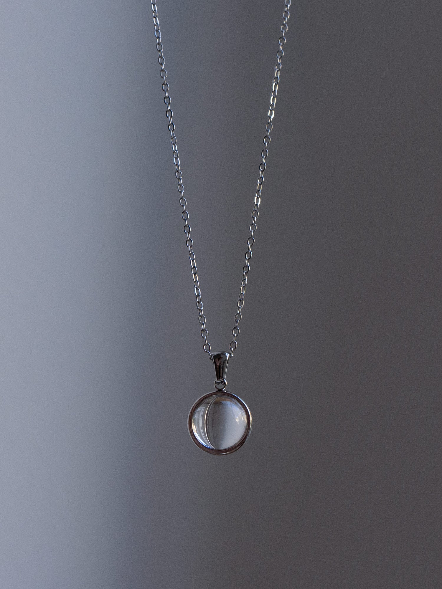 lucite necklace silver