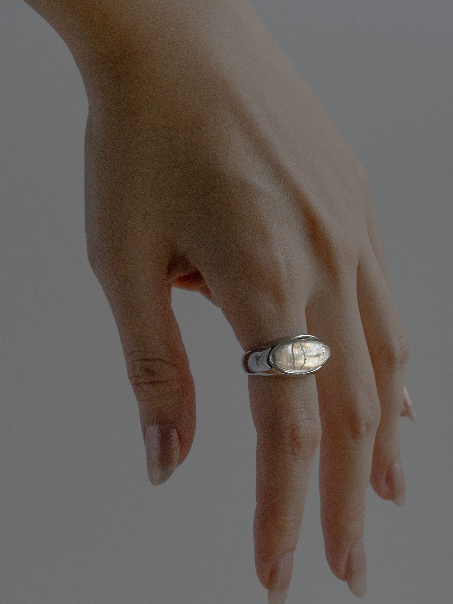 Bague Lucite Argentée - Transparente