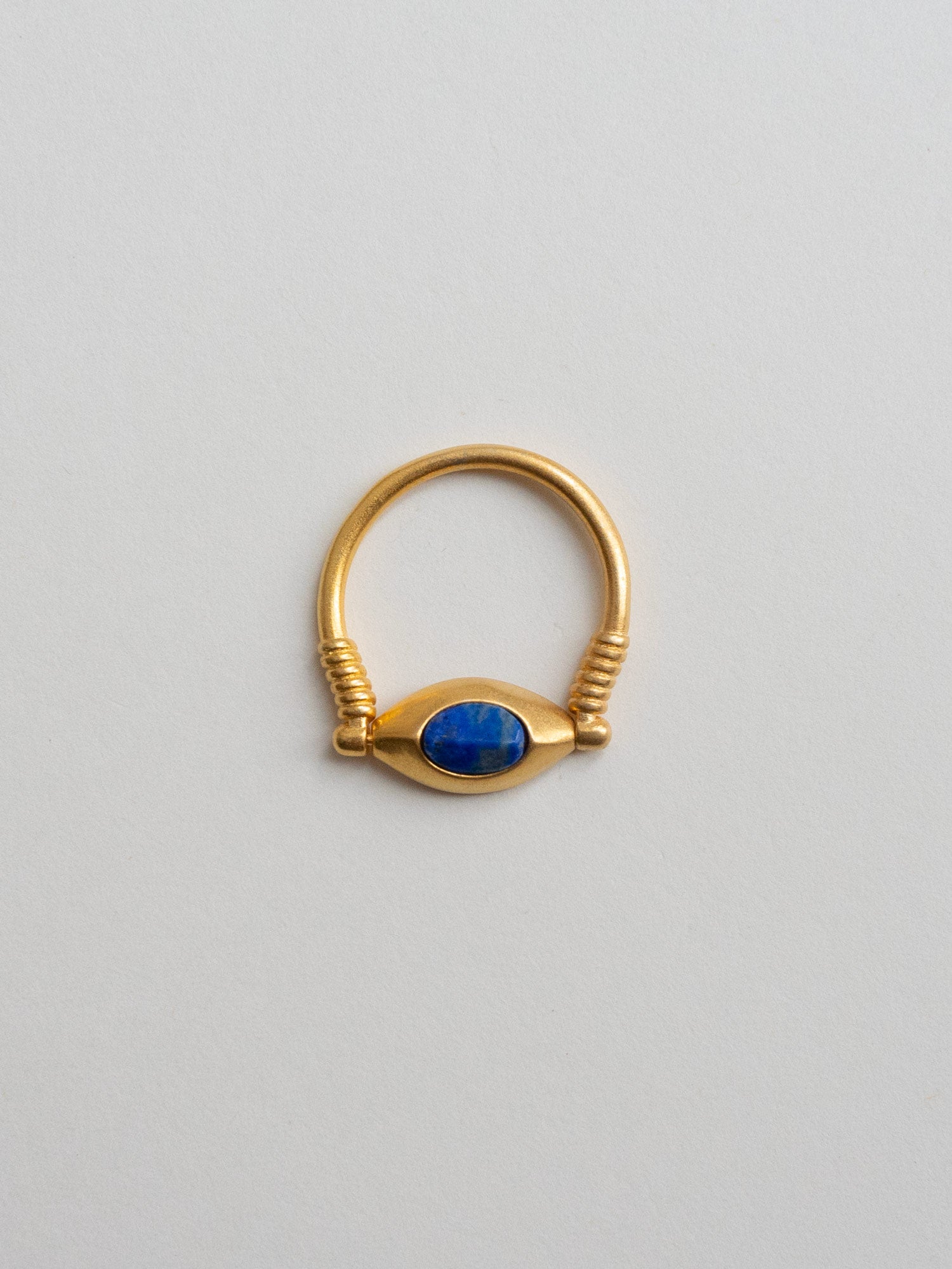 Bague Or Mat Oeil d'Horus - Pierre Bleue