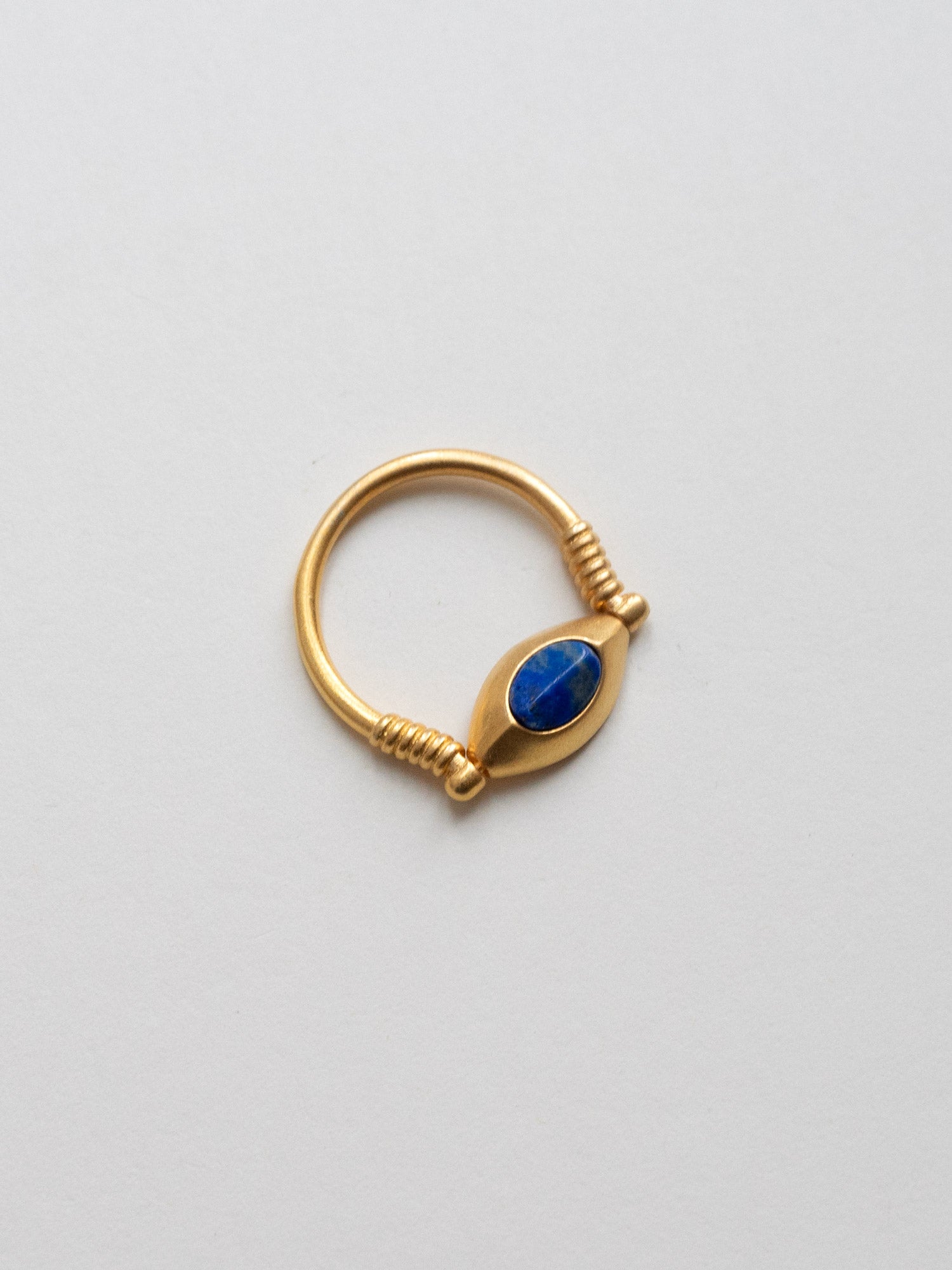 Bague Or Mat Oeil d'Horus - Pierre Bleue