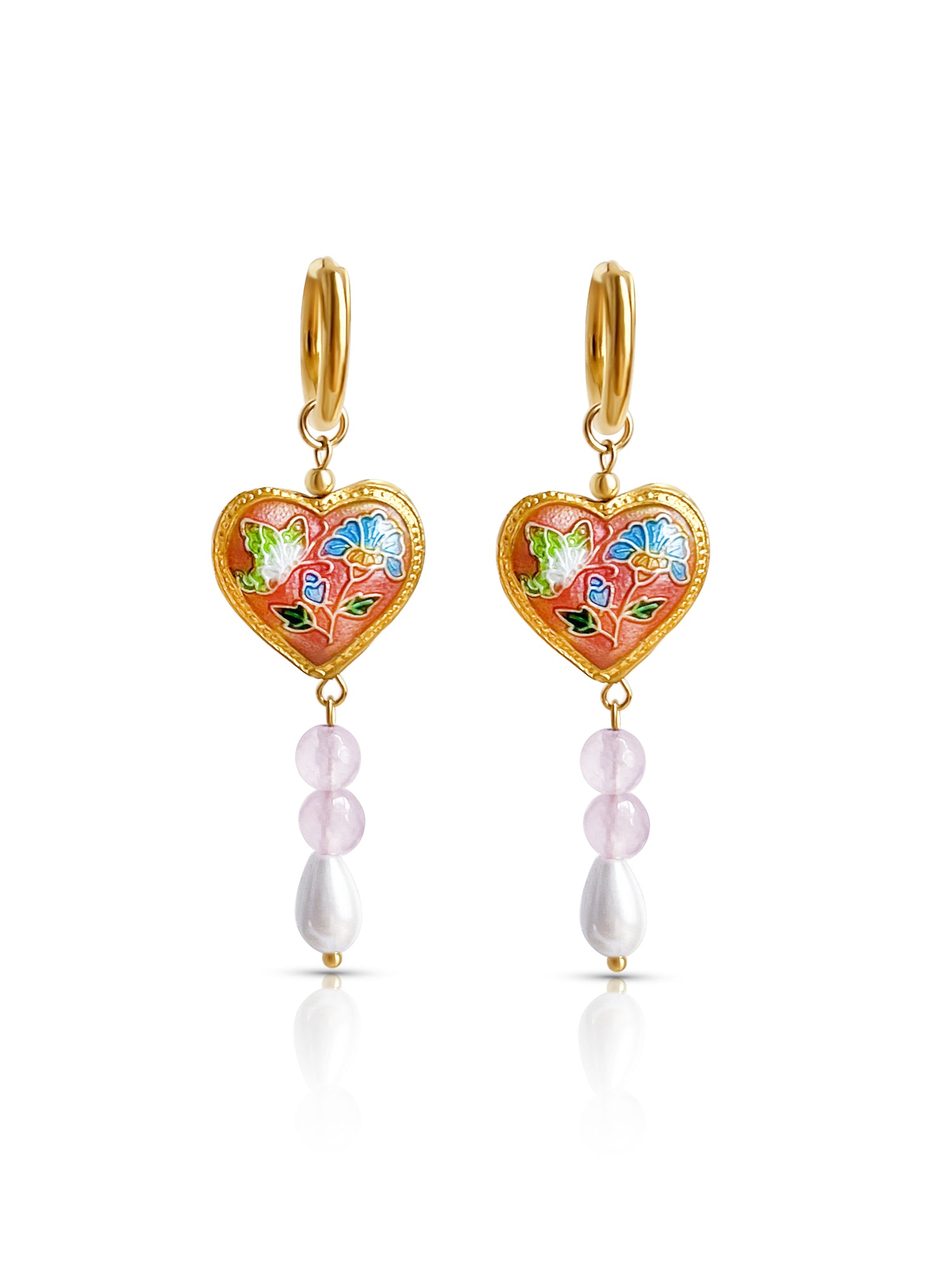 pink cloisonne dangle