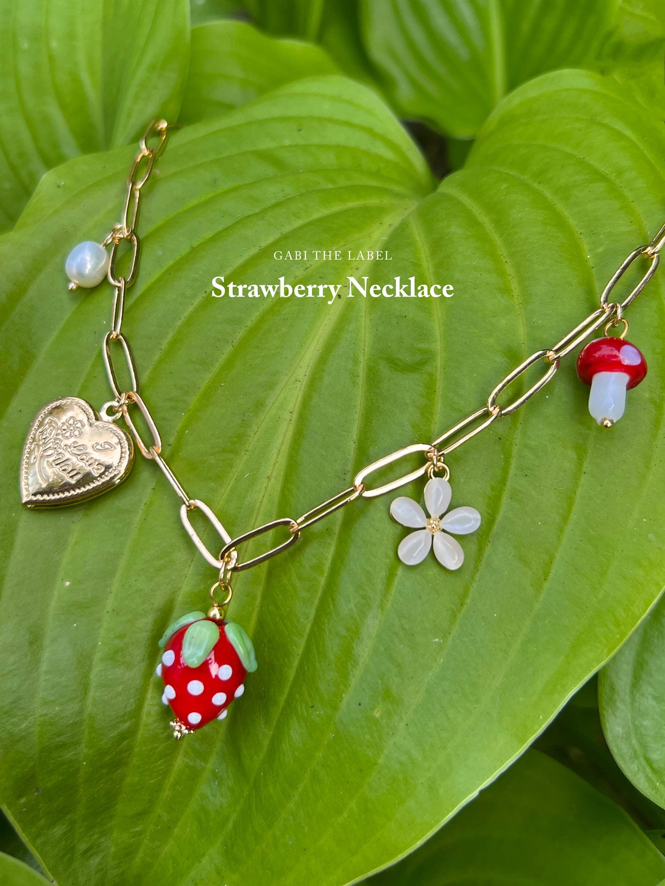 Red Strawberry Charm Necklace with Locket