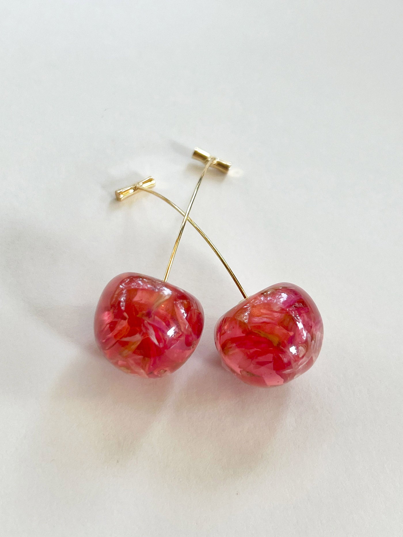 Pink Floral Champagne Cherry Earrings