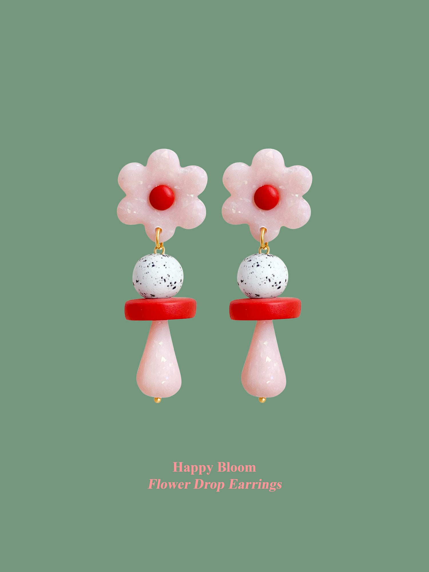 Happy Bloom Flower Drop Earrings - Salmon Pink