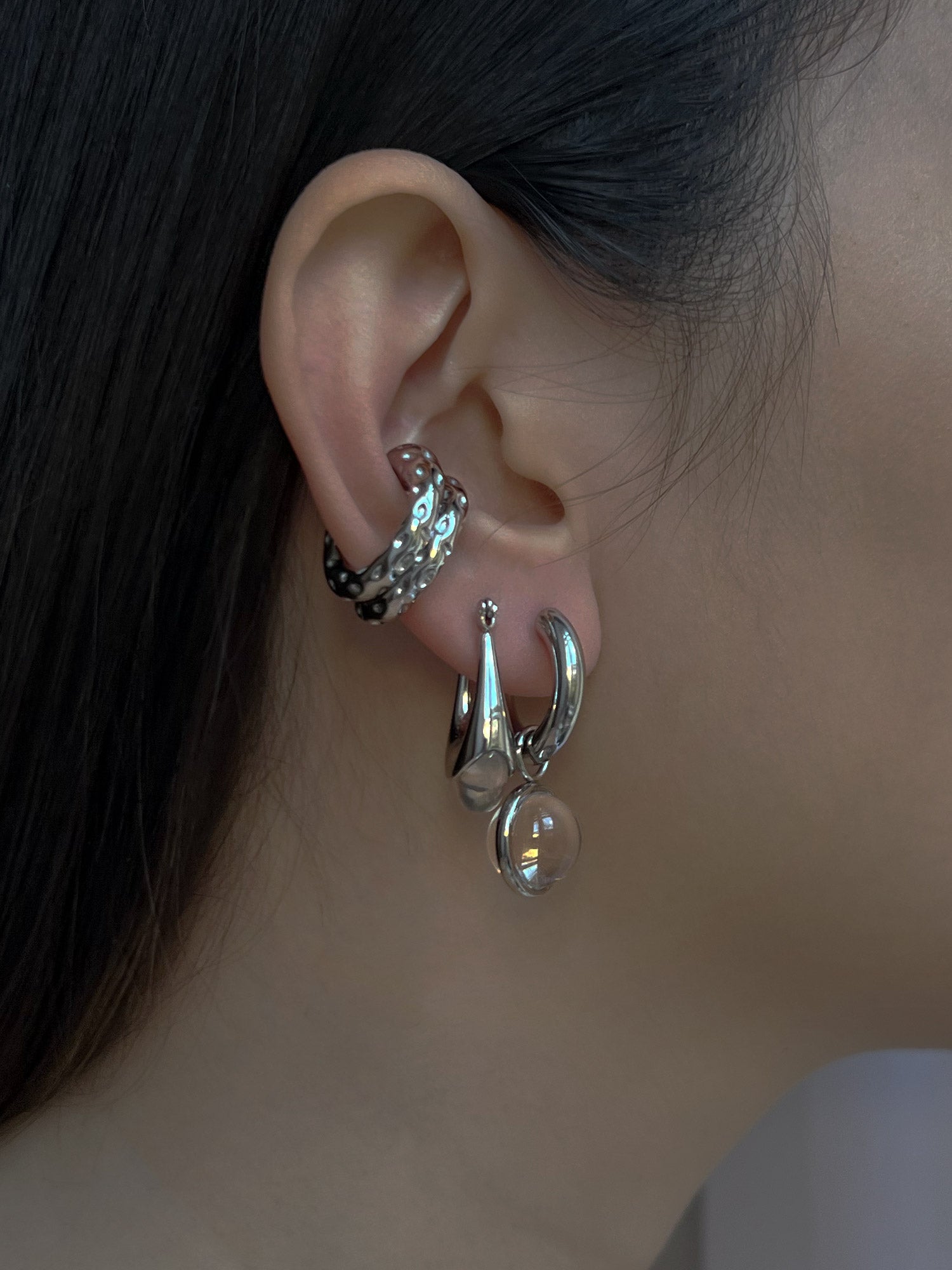 silver fluidity jewelry dark