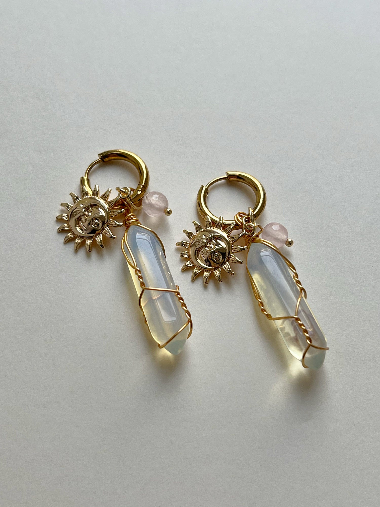 Divine Sun-Moon Hoops - Moonstone