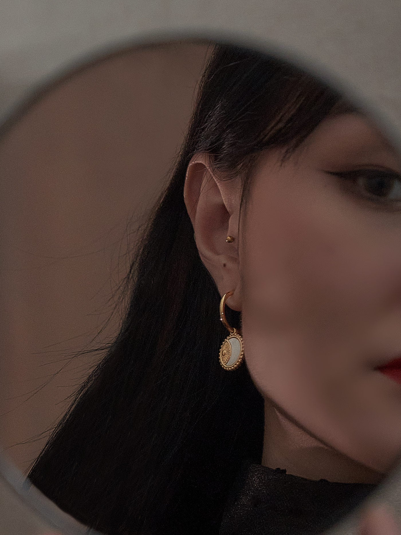 Shell Crescent and Sun Pendant Hoops