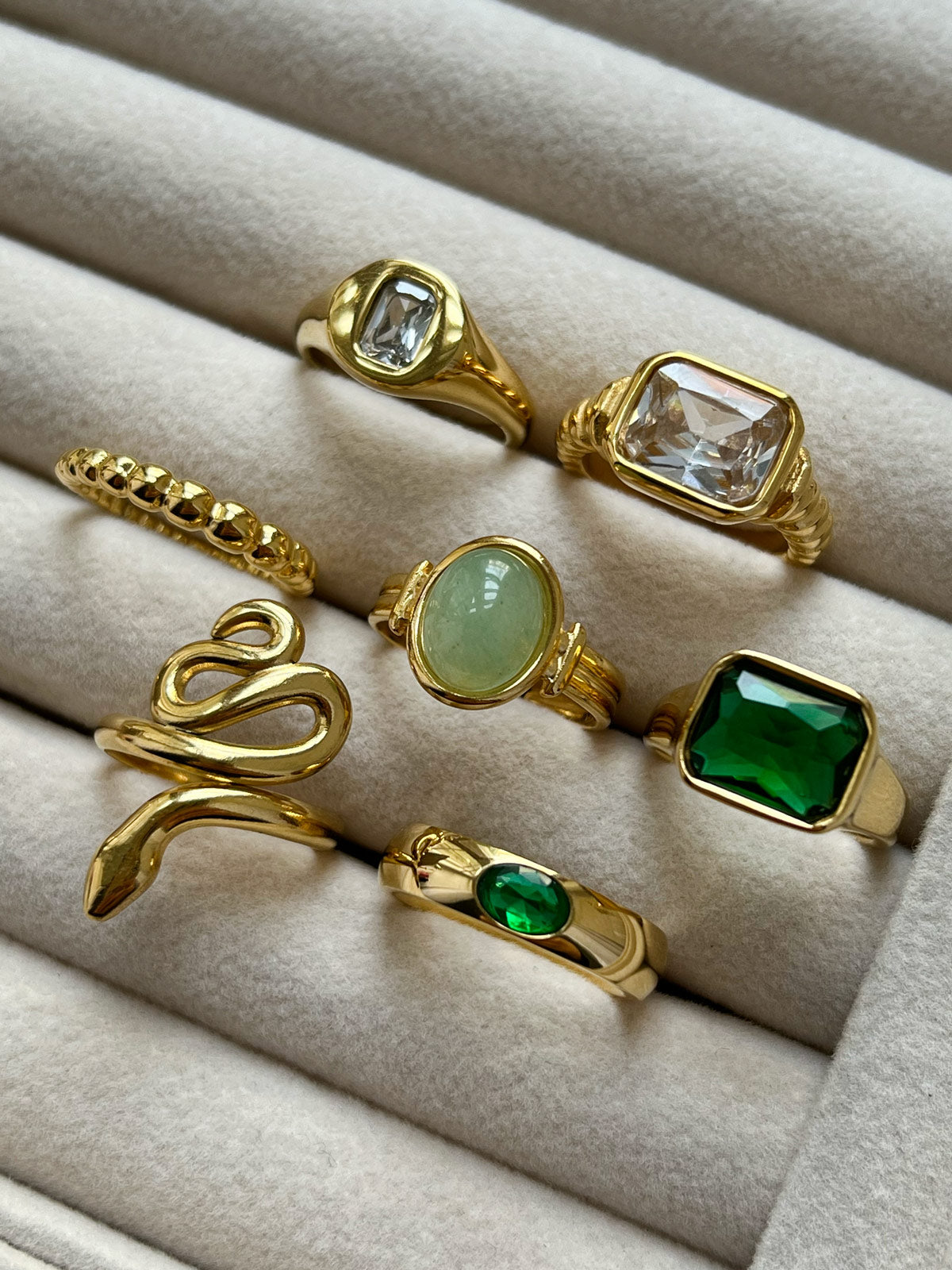 Bague Ovale en Cristal de Pierre - Aventurine/Vert