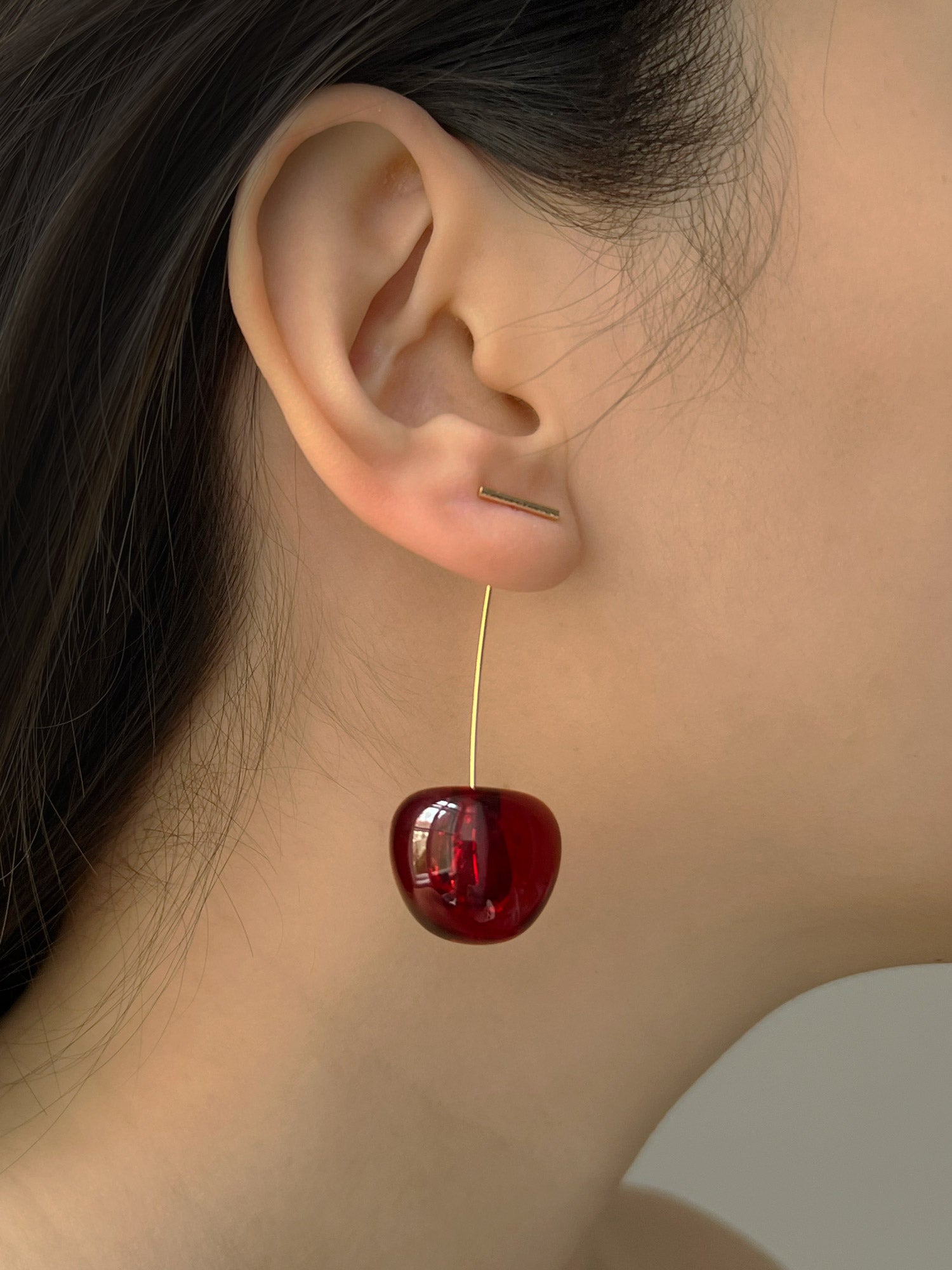 Wine Red Translucent Cherry Earrings
