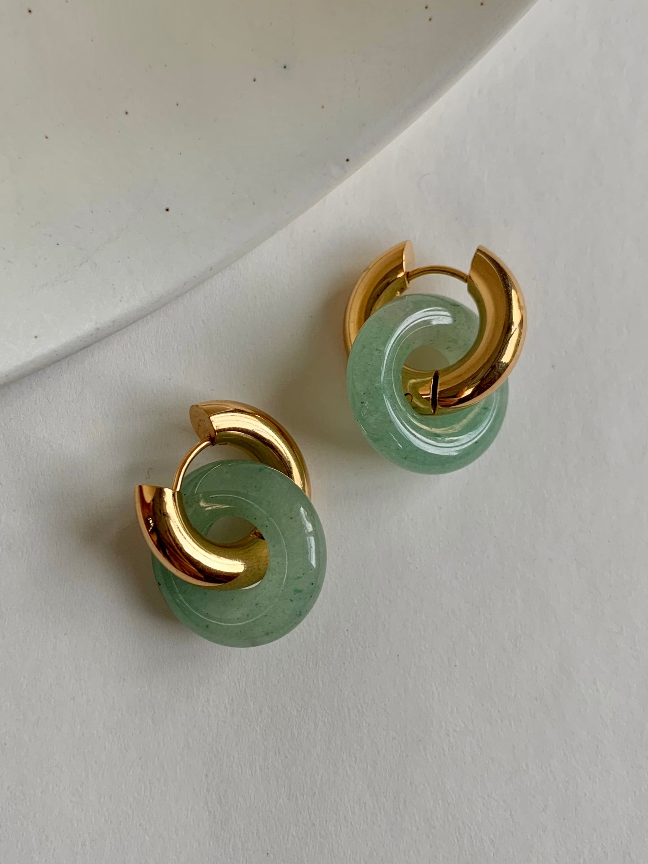 Créoles Donut - Aventurine Verte