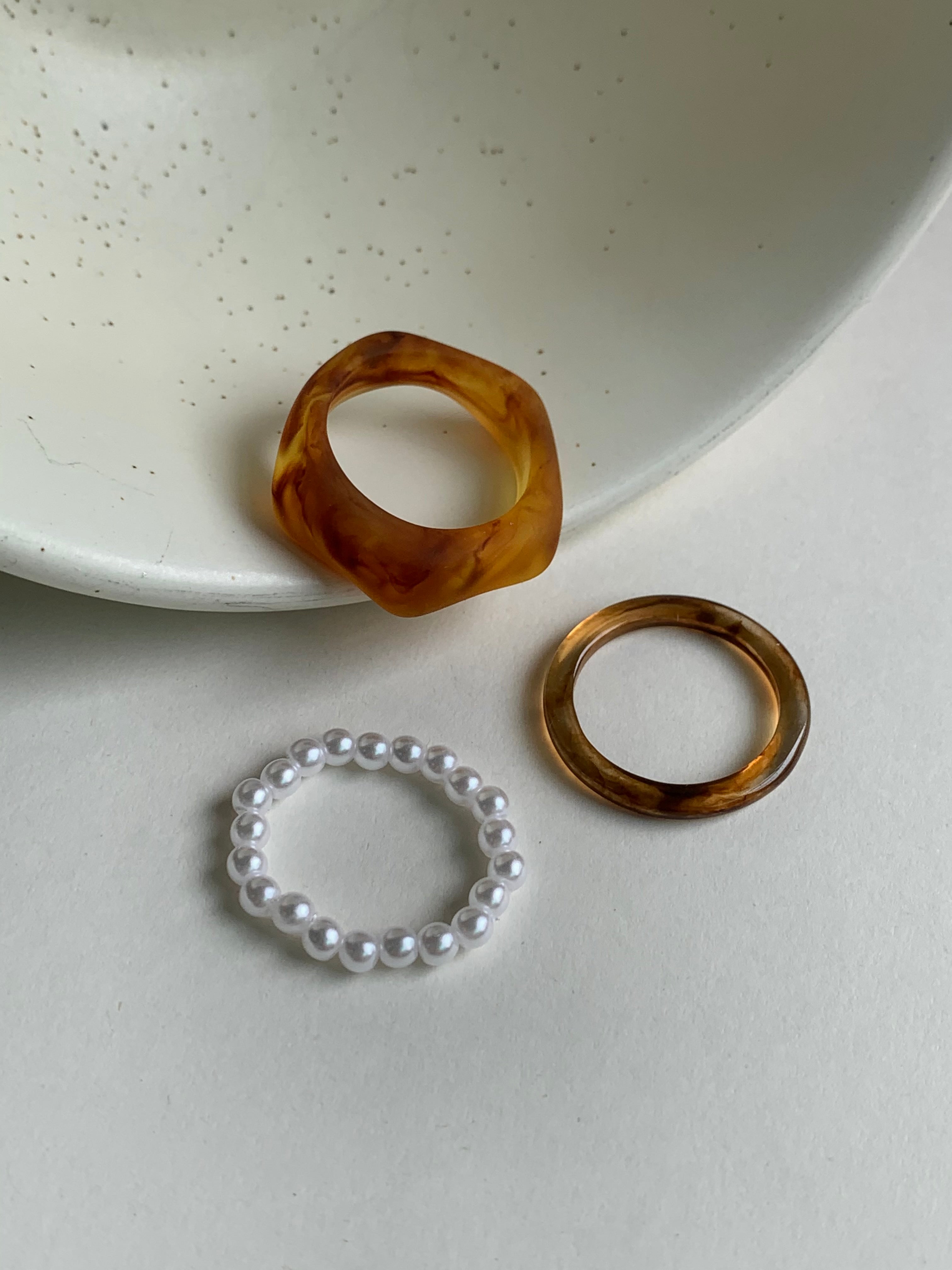 Set of 3 Rings - Brown