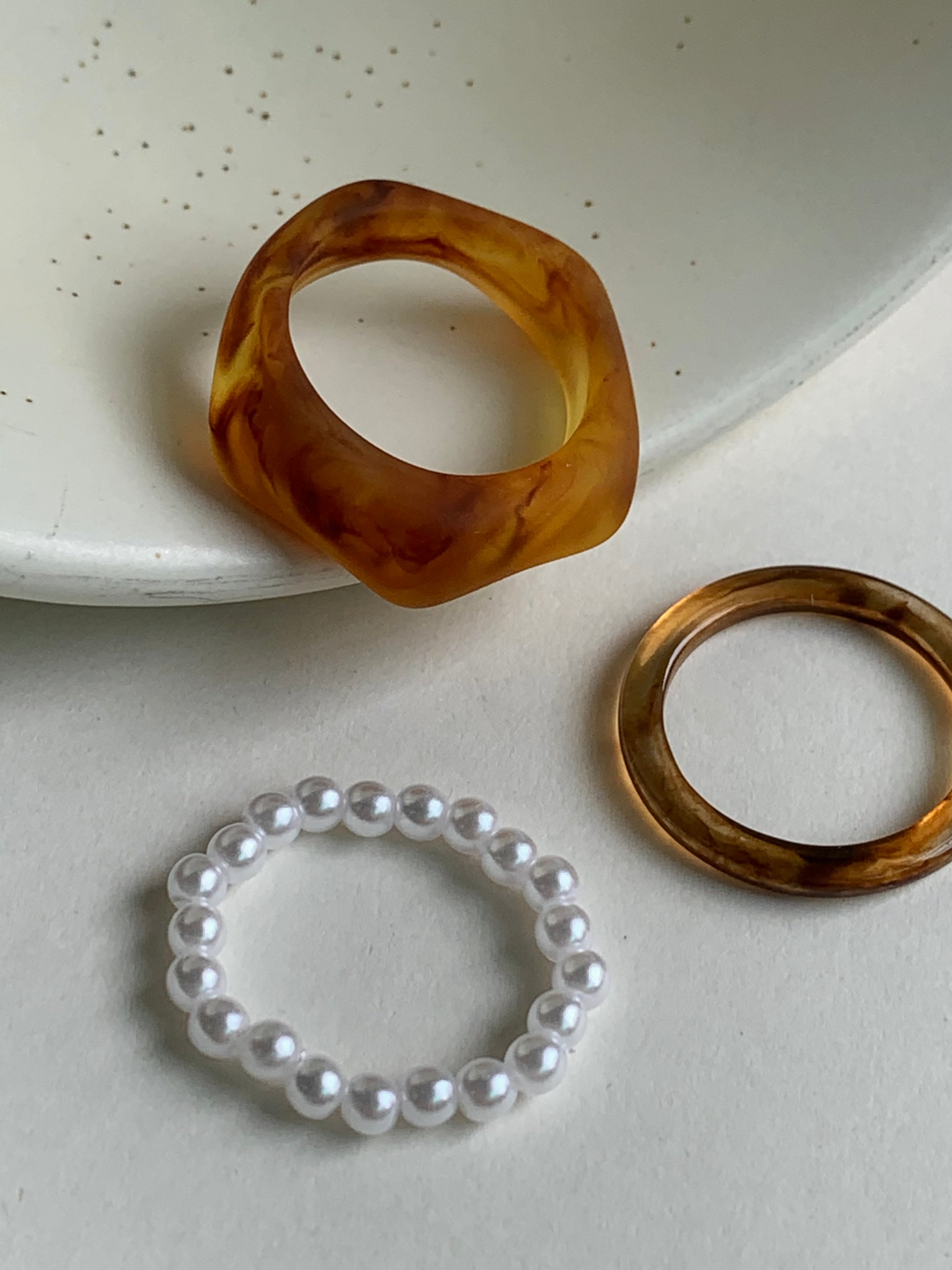 Set of 3 Rings - Brown
