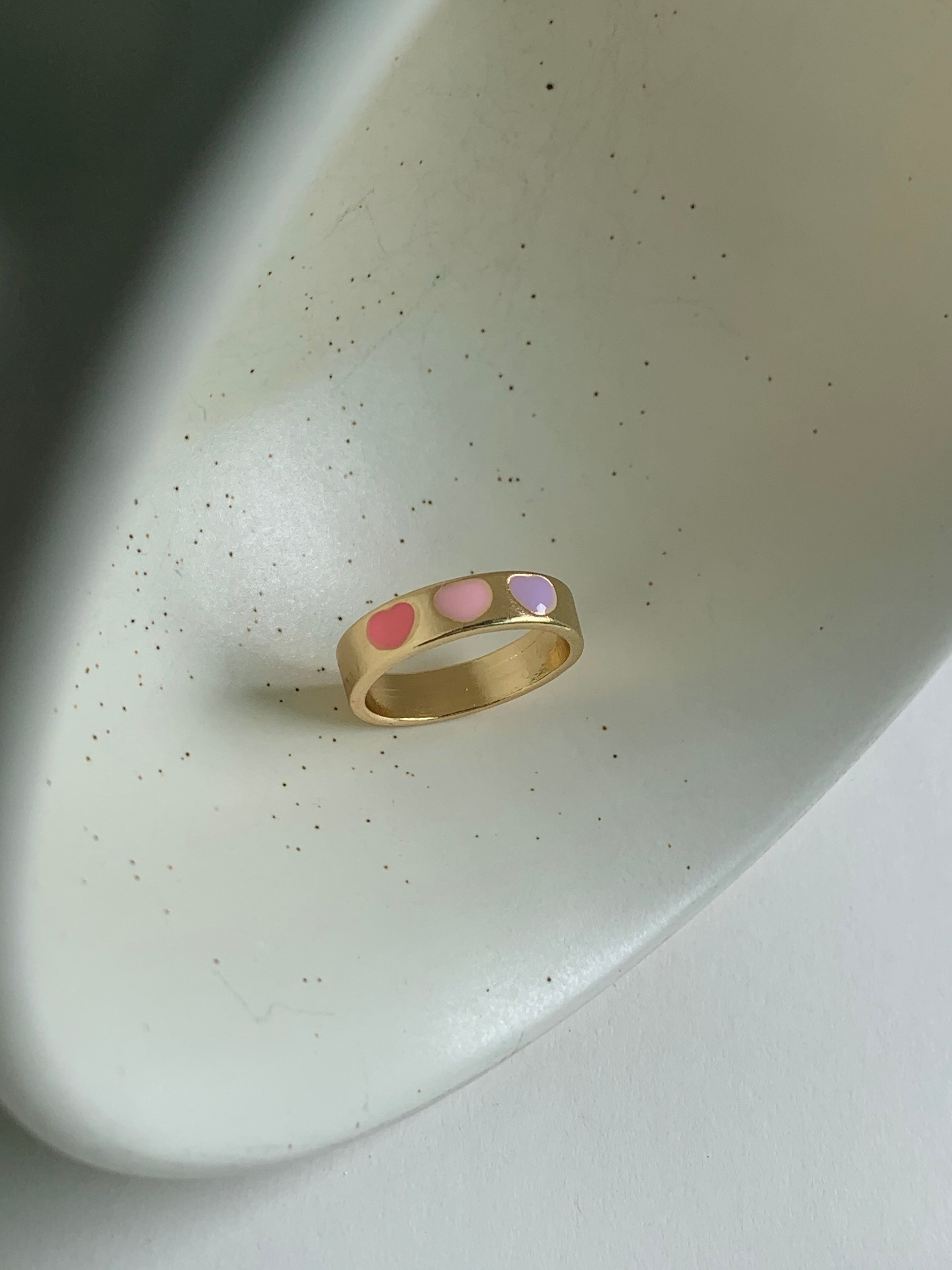 Enamel Hearts Ring