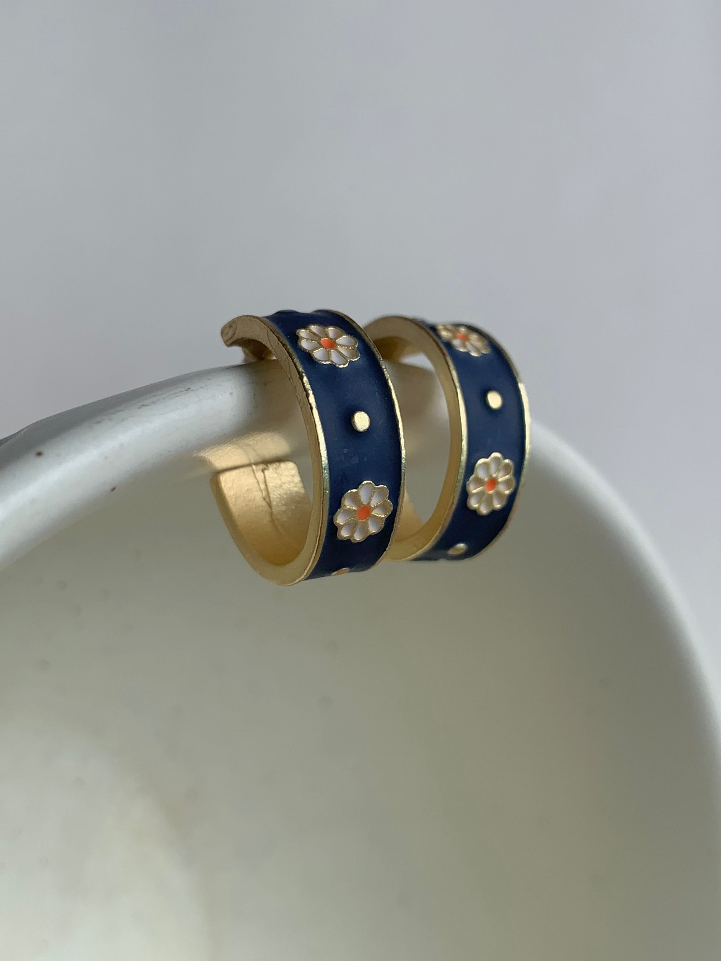 Flower Motif Matte Hoops