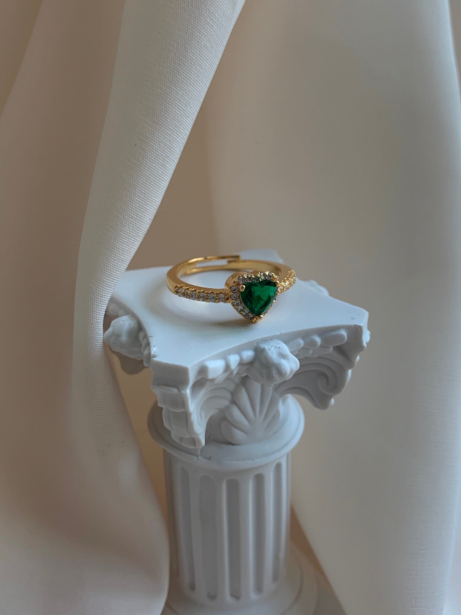 Emerald Heart Gemstone Ring