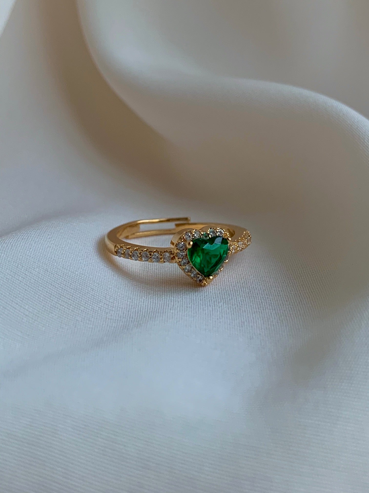 Emerald Heart Gemstone Ring