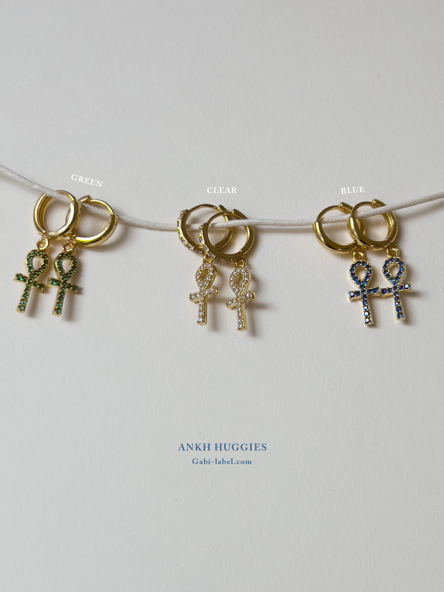 Ankh Huggies - Pierres précieuses vertes