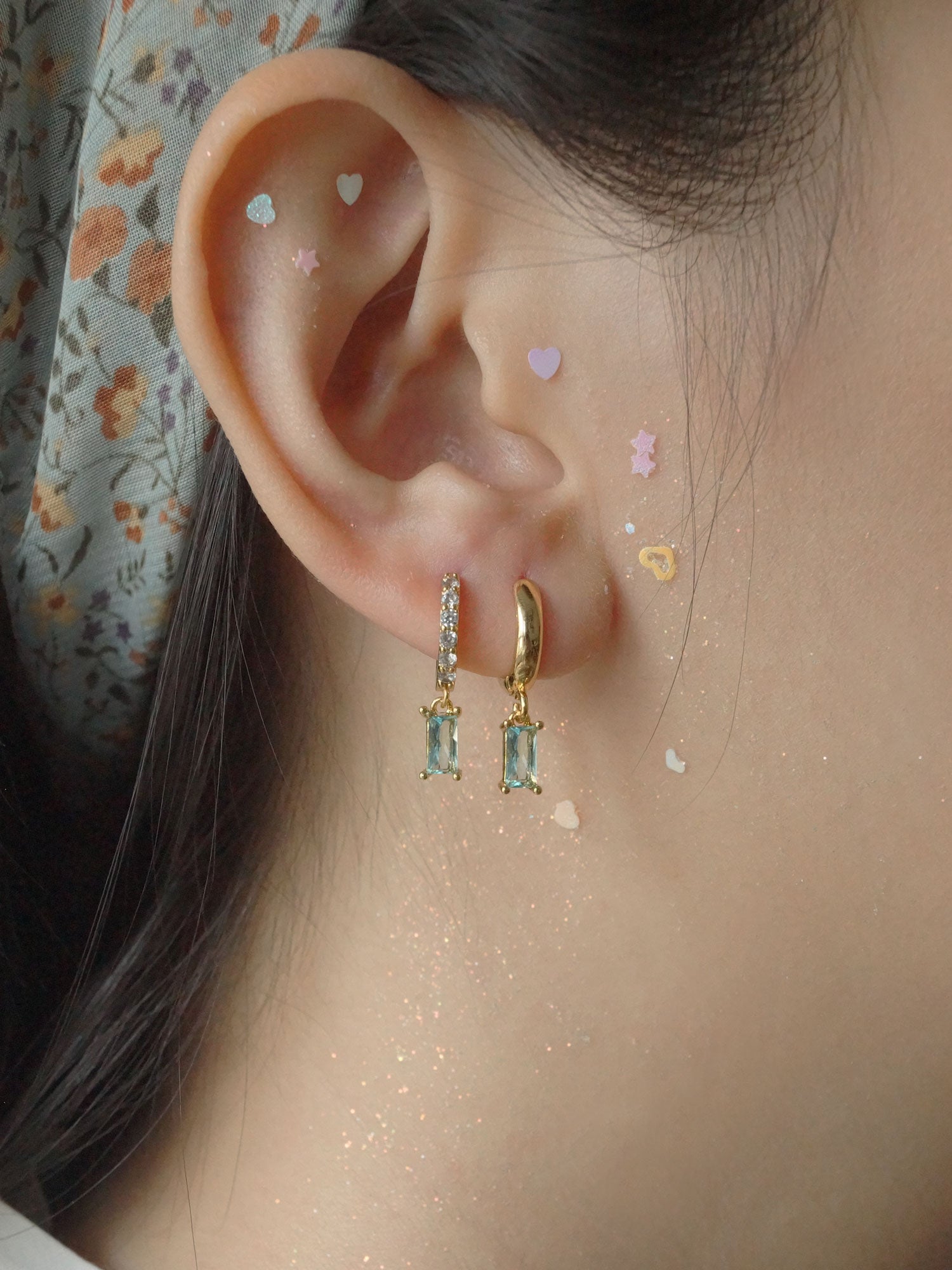 REVERIE Huggies - Aqua *Plaqué or 18 carats