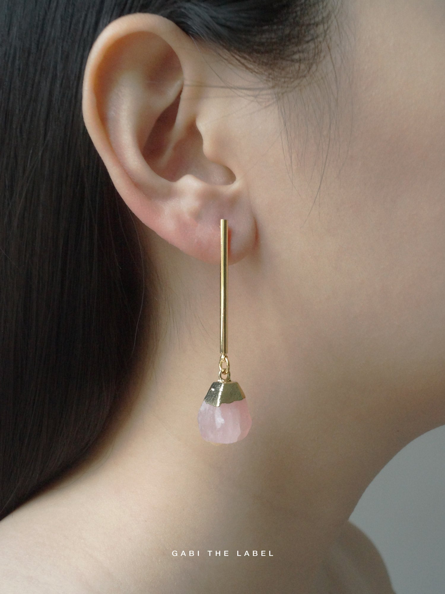 Boucles d'oreilles en pierre - Rose Blush *Plaqué or 18 carats