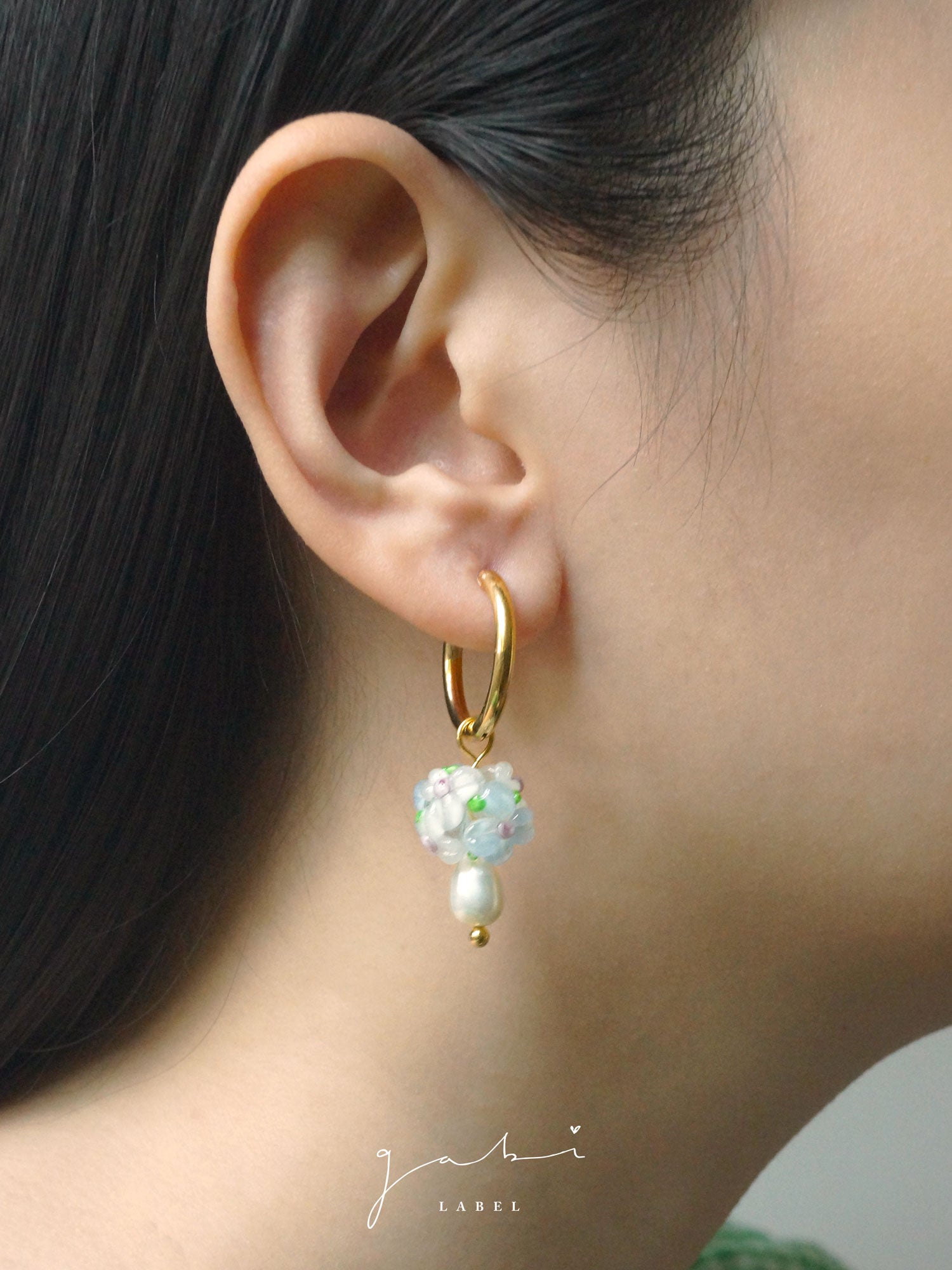 Glass Flower Bouquet Hoop Earrings