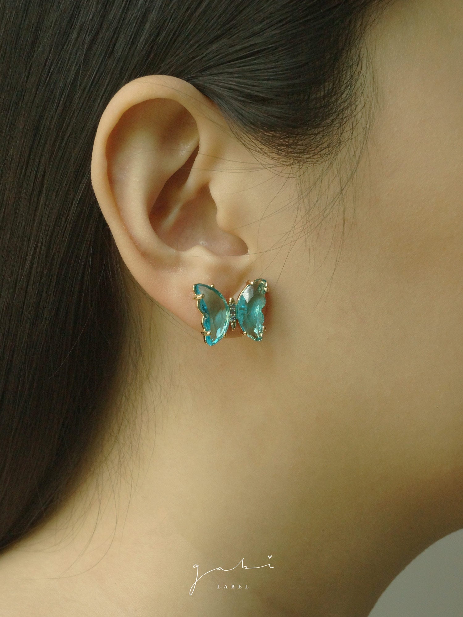 Clous d'oreilles papillon - Aqua *S925 Earposts